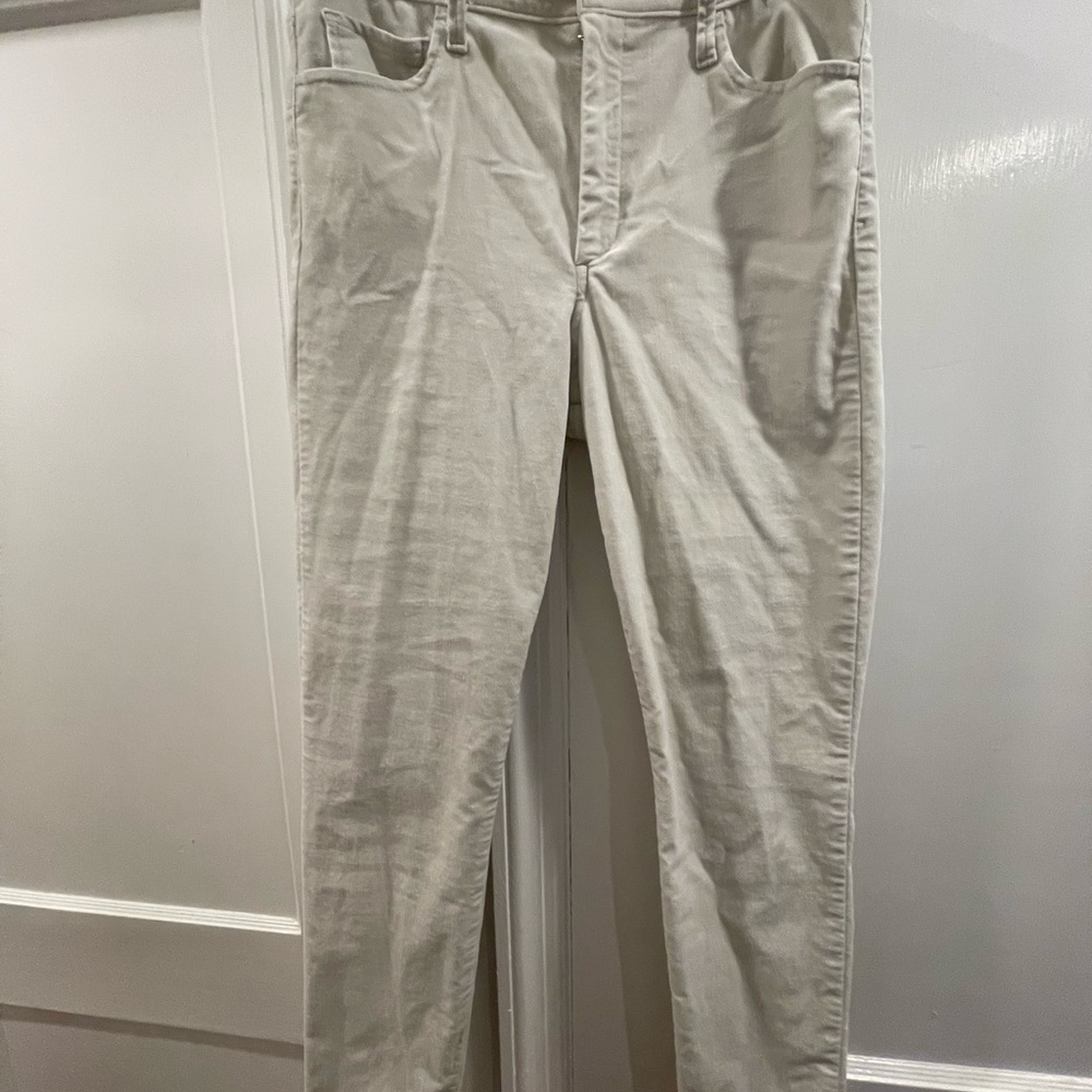 Gap Off-White High-Rise velvet feel pants.